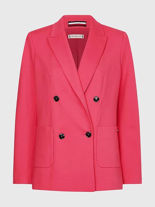 Tommy Hilfiger Curve Punto Milano Double Breasted Blazer Dames Roze | TH578YCX