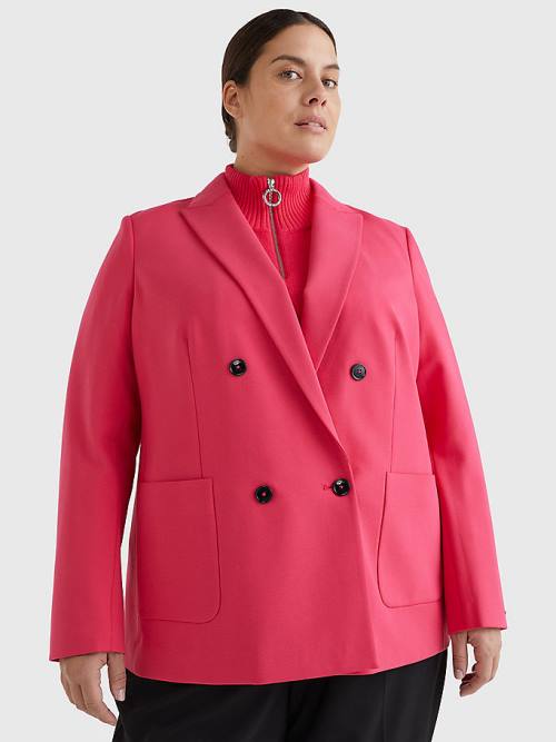 Tommy Hilfiger Curve Punto Milano Double Breasted Blazer Dames Roze | TH578YCX