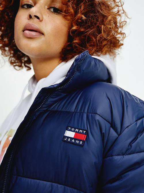 Tommy Hilfiger Curve Recycled Nylon Puffer Jassen Dames Blauw | TH967BDX