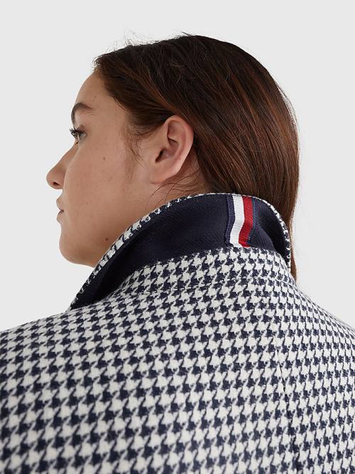 Tommy Hilfiger Curve Recycled Wool Blend Houndstooth Jassen Dames Blauw | TH156BDI