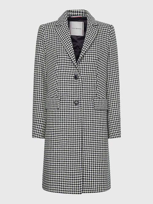 Tommy Hilfiger Curve Recycled Wool Blend Houndstooth Jassen Dames Blauw | TH156BDI