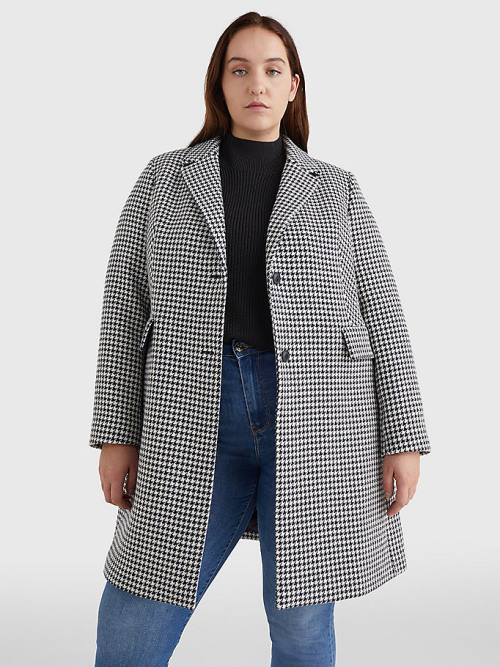 Tommy Hilfiger Curve Recycled Wool Blend Houndstooth Jassen Dames Blauw | TH156BDI