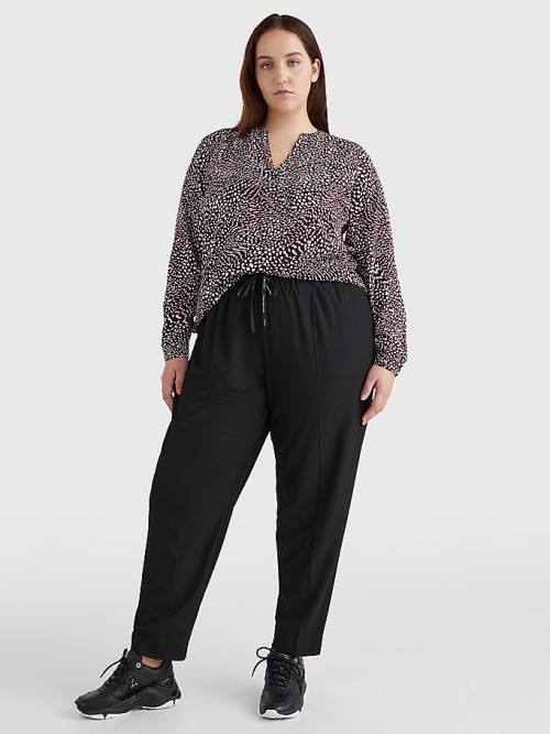 Tommy Hilfiger Curve Relaxed Tapered Pull-On Broek Dames Zwart | TH796GBC