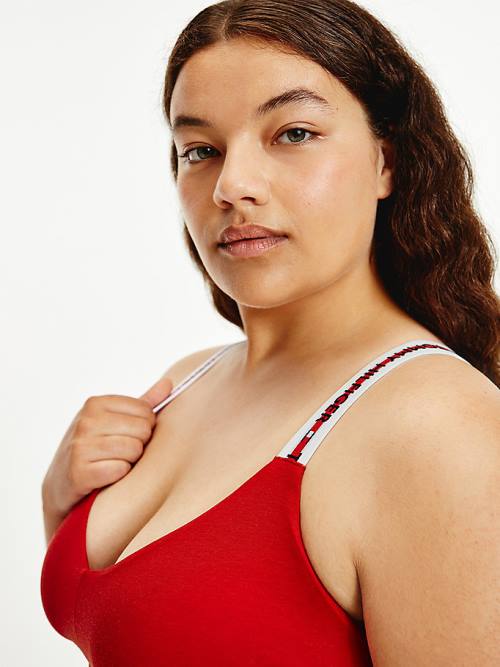 Tommy Hilfiger Curve Repeat Logo Riemen V-Neck Bralette Ondergoed Dames Rood | TH972JAZ