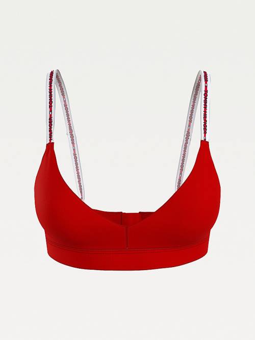 Tommy Hilfiger Curve Repeat Logo Riemen V-Neck Bralette Ondergoed Dames Rood | TH972JAZ