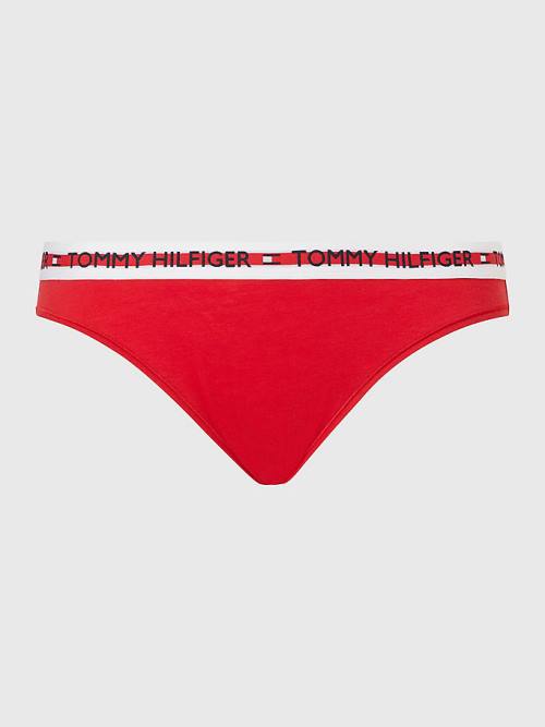 Tommy Hilfiger Curve Repeat Logo Stretch Organic Katoenen Briefs Ondergoed Dames Rood | TH934CQL