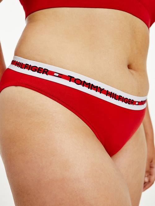 Tommy Hilfiger Curve Repeat Logo Stretch Organic Katoenen Briefs Ondergoed Dames Rood | TH934CQL