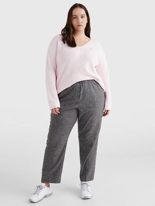 Tommy Hilfiger Curve Rib-Knit Organic Katoenen Relaxed Fit Jumper Truien Dames Roze | TH083IAL