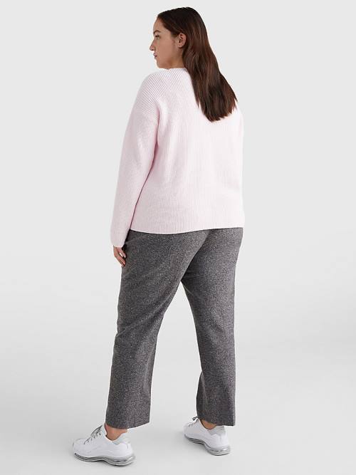 Tommy Hilfiger Curve Rib-Knit Organic Katoenen Relaxed Fit Jumper Truien Dames Roze | TH083IAL