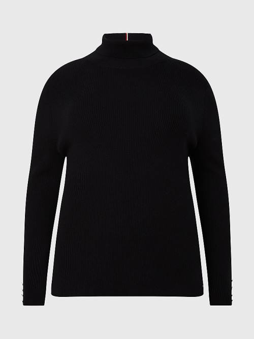 Tommy Hilfiger Curve Roll Neck Jumper Truien Dames Zwart | TH470QLH