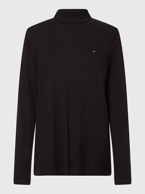 Tommy Hilfiger Curve Roll Neck Skinny Fit Jumper T-shirts Dames Zwart | TH823GXJ