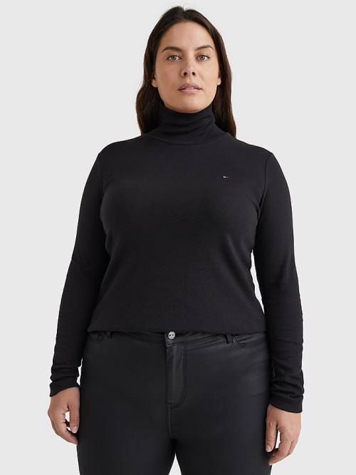 Tommy Hilfiger Curve Roll Neck Skinny Fit Jumper T-shirts Dames Zwart | TH823GXJ