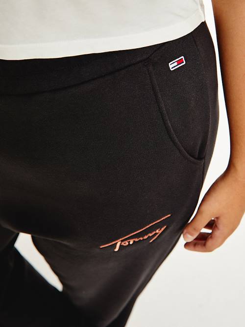 Tommy Hilfiger Curve Signature Logo Katoenen Blend Joggers Broek Dames Zwart | TH483DMG