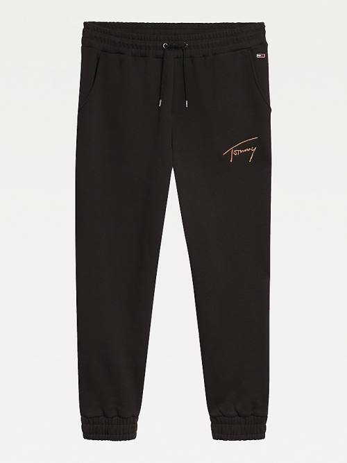 Tommy Hilfiger Curve Signature Logo Katoenen Blend Joggers Broek Dames Zwart | TH483DMG