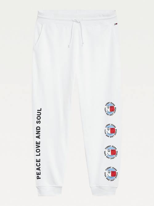 Tommy Hilfiger Curve Smiley Peace Logo Joggers Broek Dames Wit | TH172YIJ