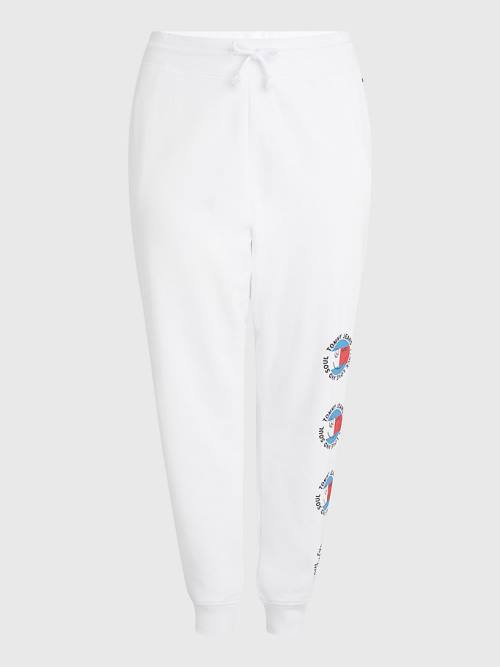 Tommy Hilfiger Curve Smiley Peace Logo Joggers Broek Dames Wit | TH172YIJ