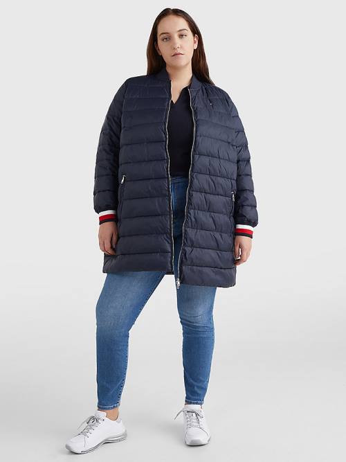 Tommy Hilfiger Curve TH Protect Filled Long Bomber Coat Jassen Dames Blauw | TH641IPL