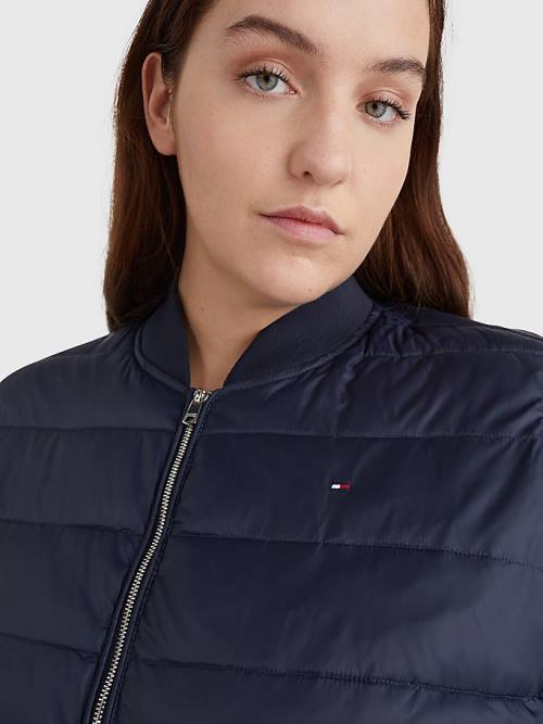 Tommy Hilfiger Curve TH Protect Filled Long Bomber Coat Jassen Dames Blauw | TH641IPL