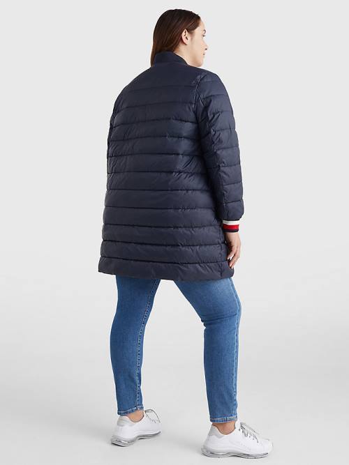 Tommy Hilfiger Curve TH Protect Filled Long Bomber Coat Jassen Dames Blauw | TH641IPL