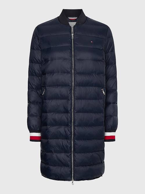 Tommy Hilfiger Curve TH Protect Filled Long Bomber Coat Jassen Dames Blauw | TH641IPL