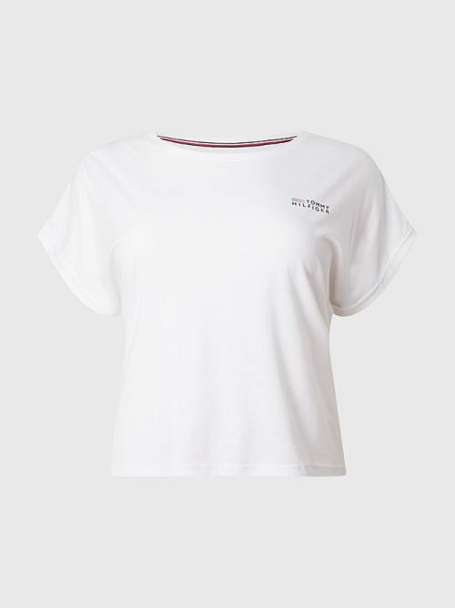 Tommy Hilfiger Curve TH Stretch Logo T-shirts Dames Wit | TH093QIA