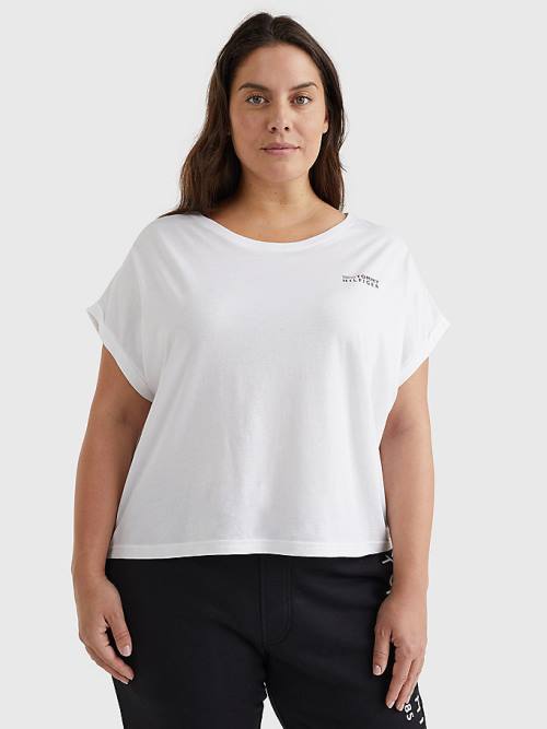 Tommy Hilfiger Curve TH Stretch Logo T-shirts Dames Wit | TH093QIA