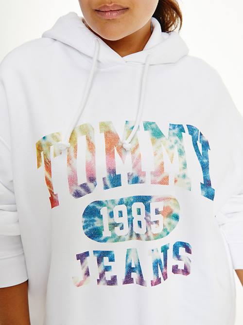 Tommy Hilfiger Curve Tie-Dye Logo Oversized Hoodie Dames Wit | TH803QNR