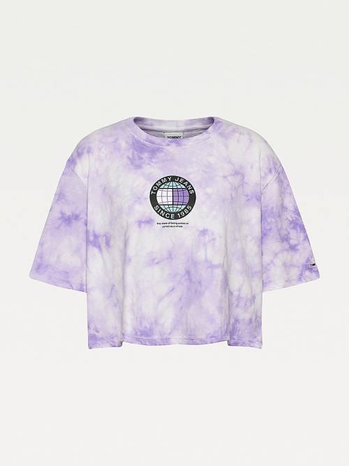 Tommy Hilfiger Curve Tie-Dye Recycled Katoenen Cropped T-shirts Dames Paars | TH638OQN