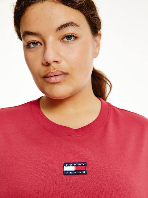 Tommy Hilfiger Curve Tommy Badge Crew Neck T-shirts Dames Rood | TH680NQL