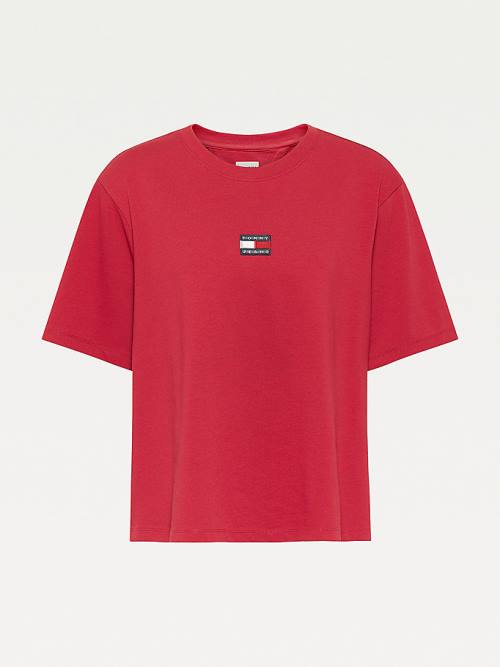 Tommy Hilfiger Curve Tommy Badge Crew Neck T-shirts Dames Rood | TH680NQL