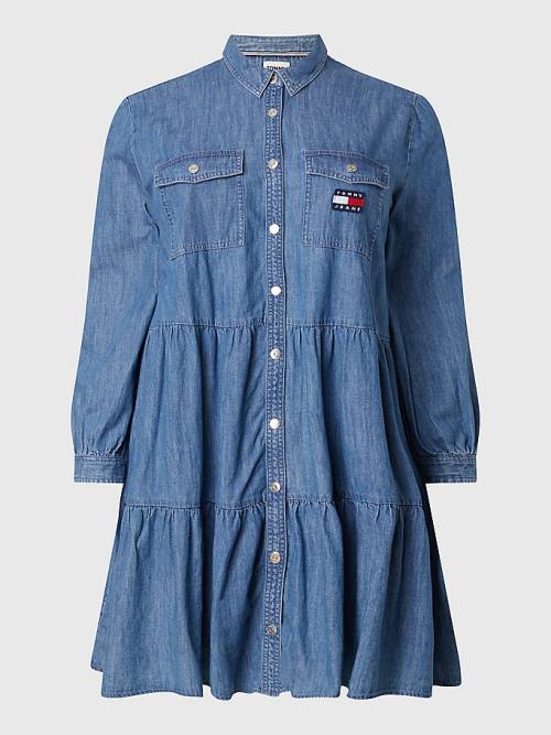 Tommy Hilfiger Curve Tommy Badge Denim Shirt Jurken Dames Denim | TH580WFM