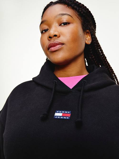 Tommy Hilfiger Curve Tommy Badge Hoodie Dames Zwart | TH431SIY