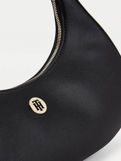 Tommy Hilfiger Curved Shoulder Tassen Dames Zwart | TH956PYC