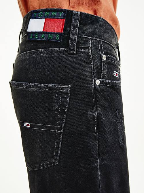 Tommy Hilfiger Dad Tapered Distressed Black Jeans Heren Denim | TH915BUL