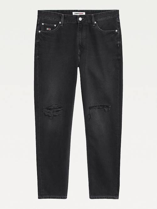 Tommy Hilfiger Dad Tapered Distressed Black Jeans Heren Denim | TH915BUL