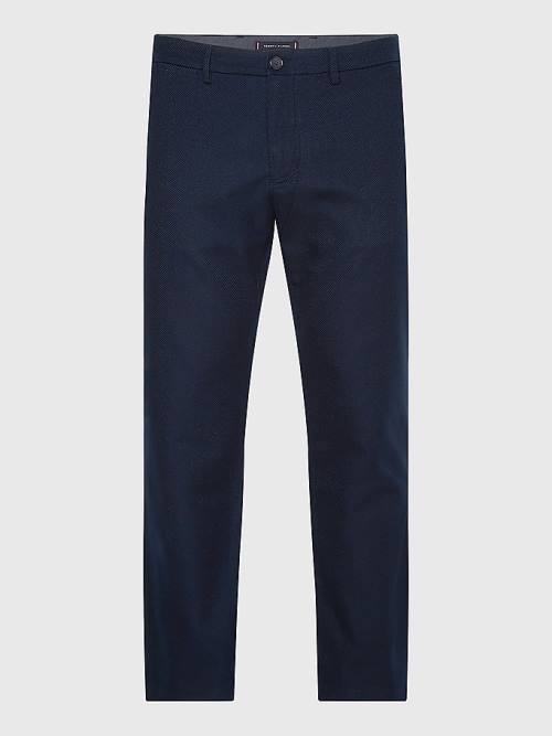 Tommy Hilfiger Denton Basket Weave Straight Fit Chinos Broek Heren Blauw | TH049NLU