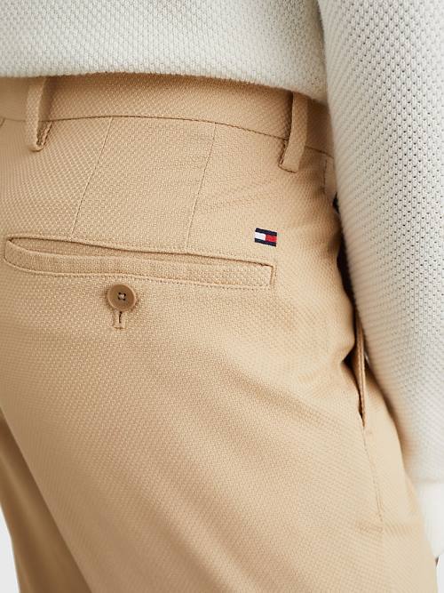 Tommy Hilfiger Denton Basket Weave Straight Fit Chinos Broek Heren Beige | TH085MTO