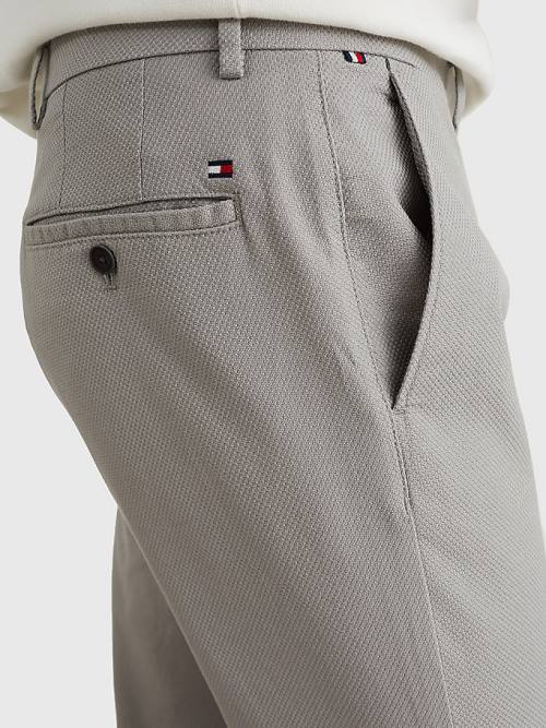 Tommy Hilfiger Denton Basket Weave Straight Fit Chinos Broek Heren Grijs | TH371VCQ