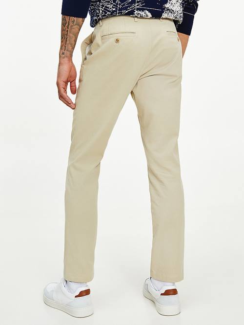 Tommy Hilfiger Denton Fitted Straight Structure Broek Heren Khaki | TH296YRW