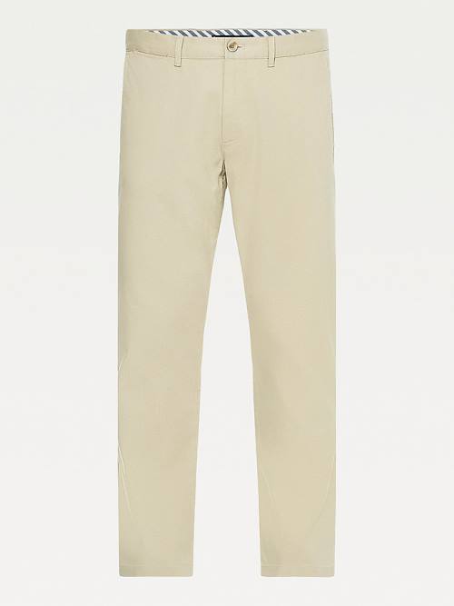 Tommy Hilfiger Denton Fitted Straight Structure Broek Heren Khaki | TH296YRW