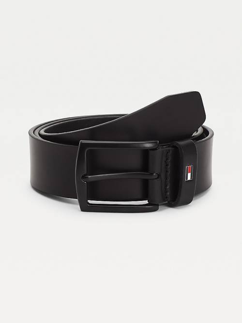 Tommy Hilfiger Denton Matte Leren Riemen Heren Zwart | TH946KJM