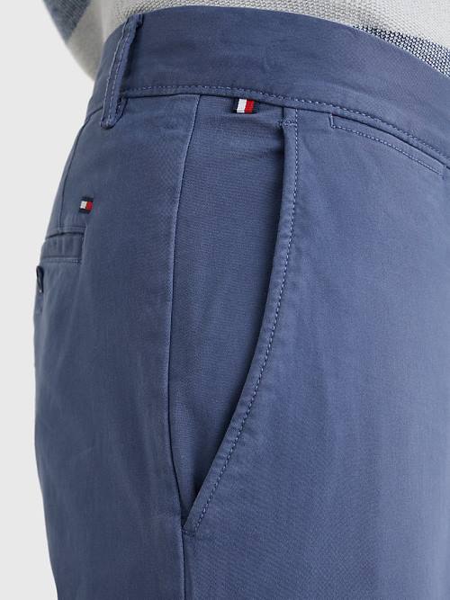 Tommy Hilfiger Denton Straight Fit Satin Chinos Broek Heren Blauw | TH036IAE