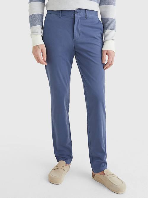 Tommy Hilfiger Denton Straight Fit Satin Chinos Broek Heren Blauw | TH036IAE