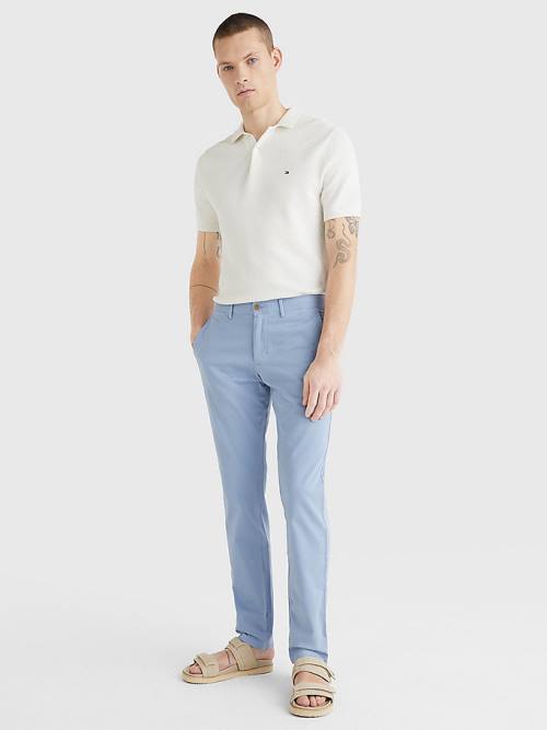 Tommy Hilfiger Denton Straight Fit Satin Chinos Broek Heren Blauw | TH158DOL