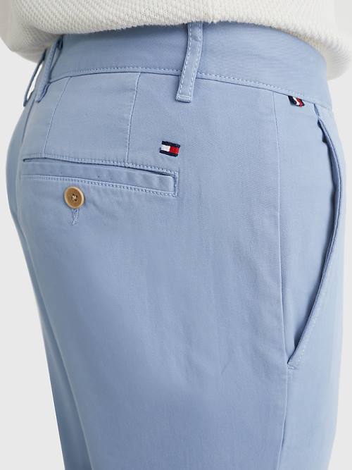 Tommy Hilfiger Denton Straight Fit Satin Chinos Broek Heren Blauw | TH158DOL