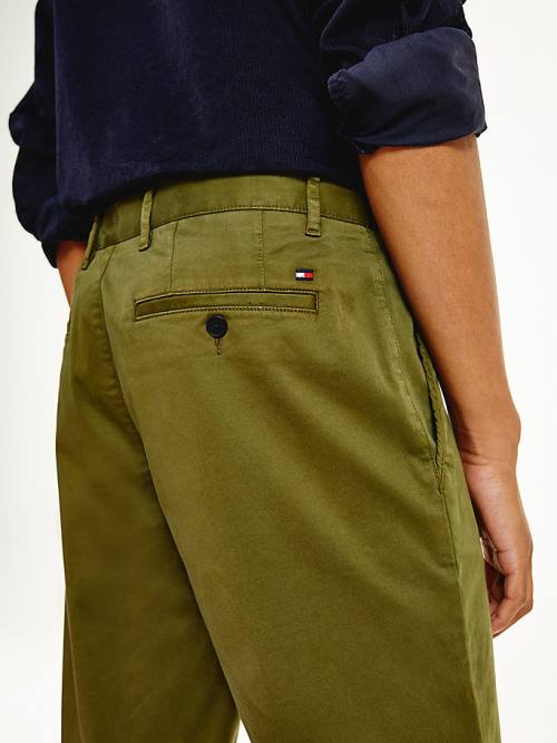 Tommy Hilfiger Denton Straight Fit Satin Chinos Broek Heren Bruin | TH310SHZ