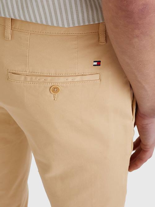 Tommy Hilfiger Denton Straight Fit Satin Chinos Broek Heren Beige | TH351OLN