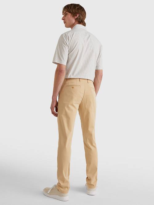 Tommy Hilfiger Denton Straight Fit Satin Chinos Broek Heren Beige | TH351OLN