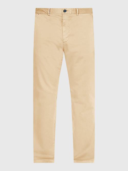 Tommy Hilfiger Denton Straight Fit Satin Chinos Broek Heren Beige | TH351OLN