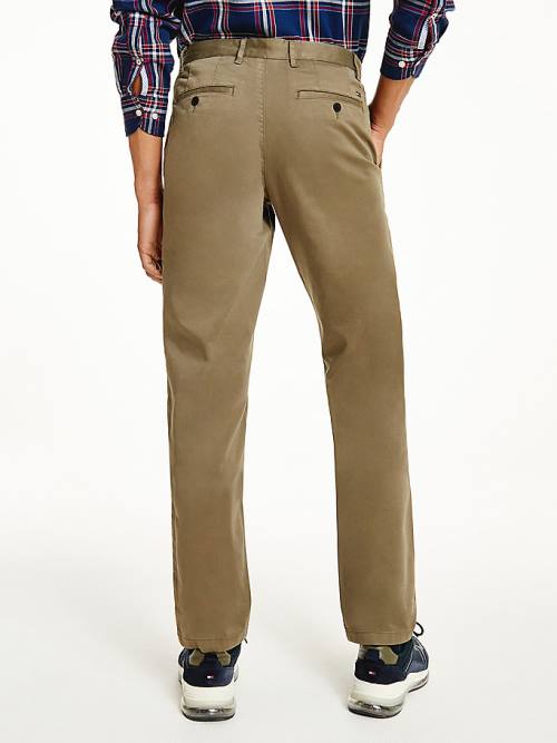 Tommy Hilfiger Denton Straight Fit Satin Chinos Broek Heren Bruin | TH570NRP